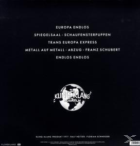 Album-Rückseite mit Text über Songs und einem Globus-Logo auf schwarzem Hintergrund.