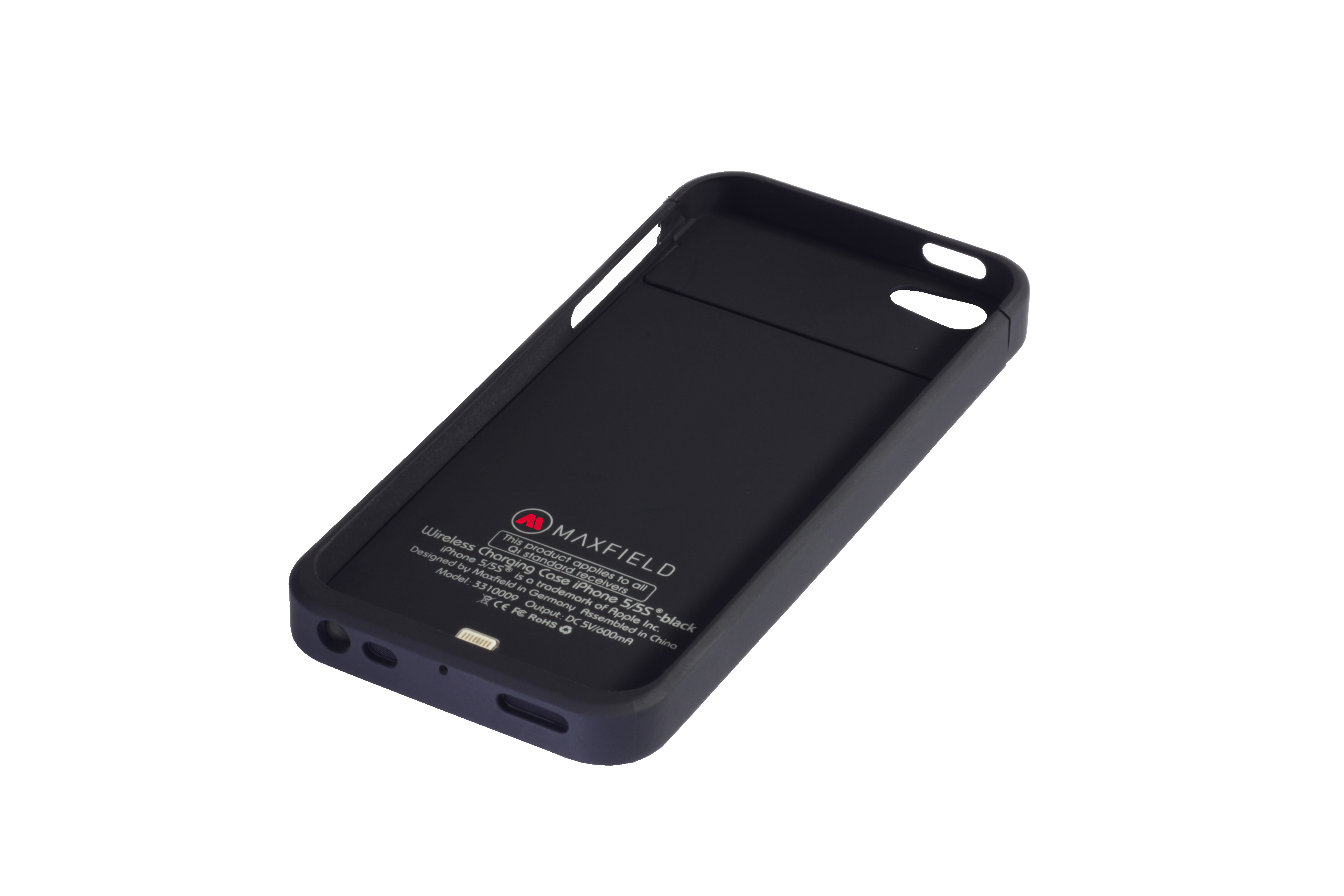 MAXFIELD Wireless Charging Case, Backcover, Apple, iPhone 5, iPhone 5s, Schwarz