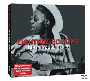 A Lightnin' Hopkins: Dirty House Blues album borítója. Egy gitáros férfi látható a képen.