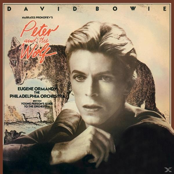 Album borítója David Bowie-val, szöveggel és egy farkas illusztrációjával.
