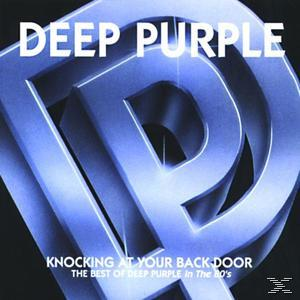 Deep Purple-Albumcover. Ein blaues 3D-"D" mit dem Text "KNOCKING AT YOUR BACK DOOR".