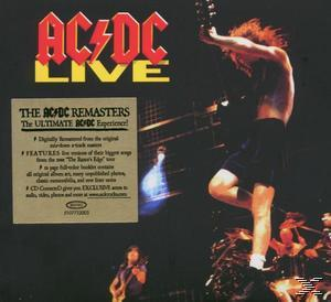 AC/DC Live Albumcover, eine Bühnenaufführung mit einem springenden Musiker.