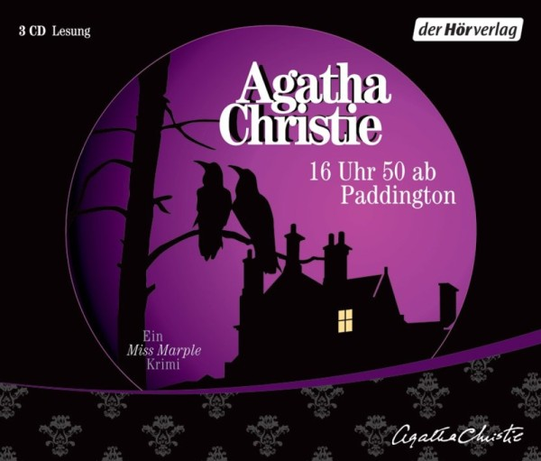 CD-Cover: Silhouette eines Hauses, Raben und Text 'Agatha Christie'.