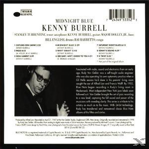 Albumcover von Kenny Burrell. Mann mit Brille hört Musik. Text.
