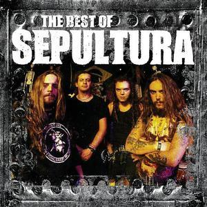 Albumcover: The Best of Sepultura. Vier Bandmitglieder mit metallischem Rahmen.
