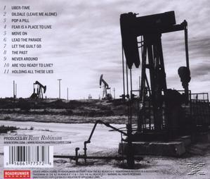 CD-Rückseite mit Titelliste und Ölpumpen. Der CD-Titel und die Credits befinden sich in der Mitte.
