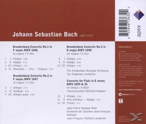 CD-Cover mit Text: 'Johann Sebastian Bach' und eine Liste von Musikkompositionen. Brauner Hintergrund.