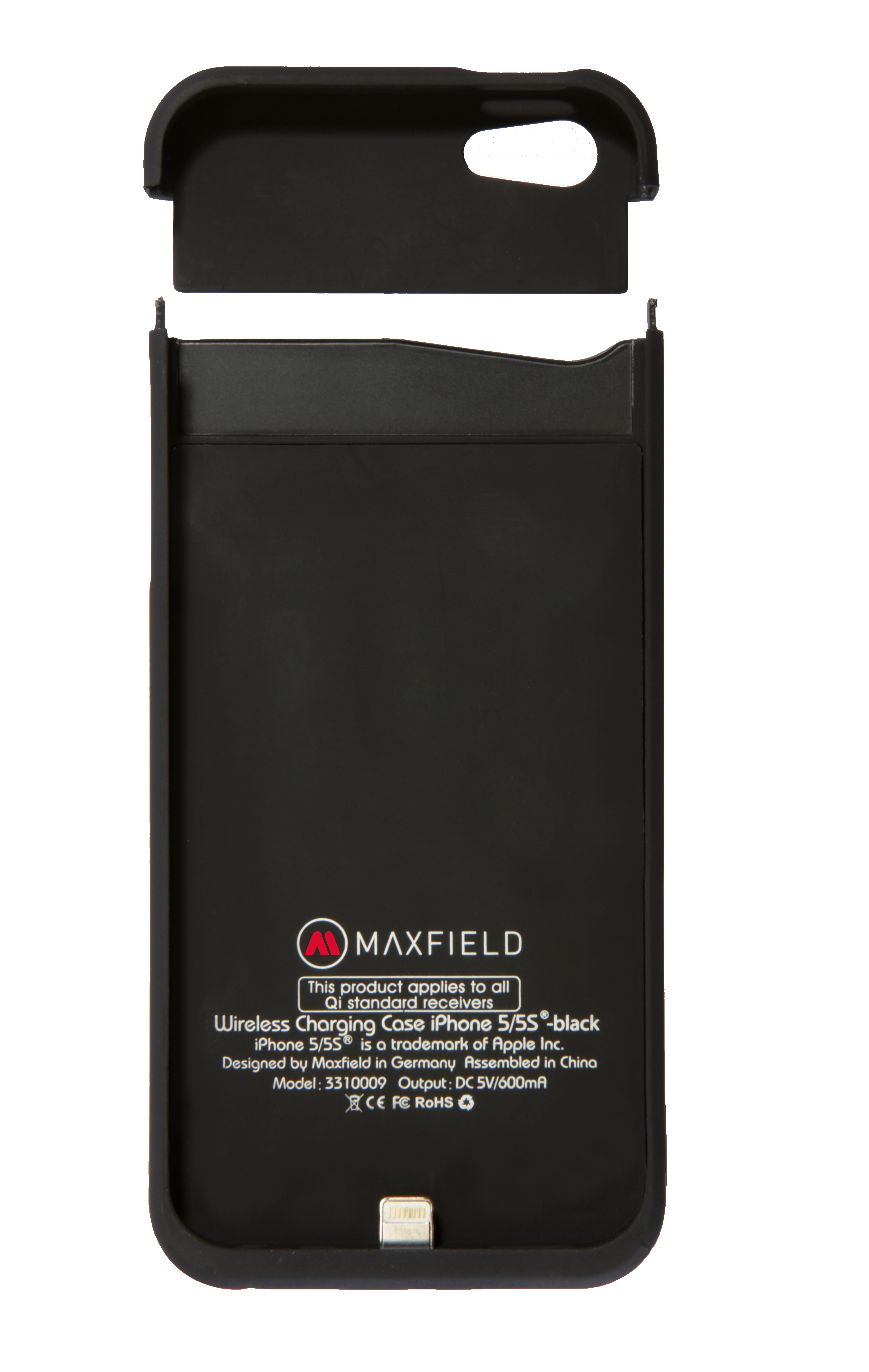 MAXFIELD Wireless Charging Case, Backcover, Apple, iPhone 5, iPhone 5s, Schwarz