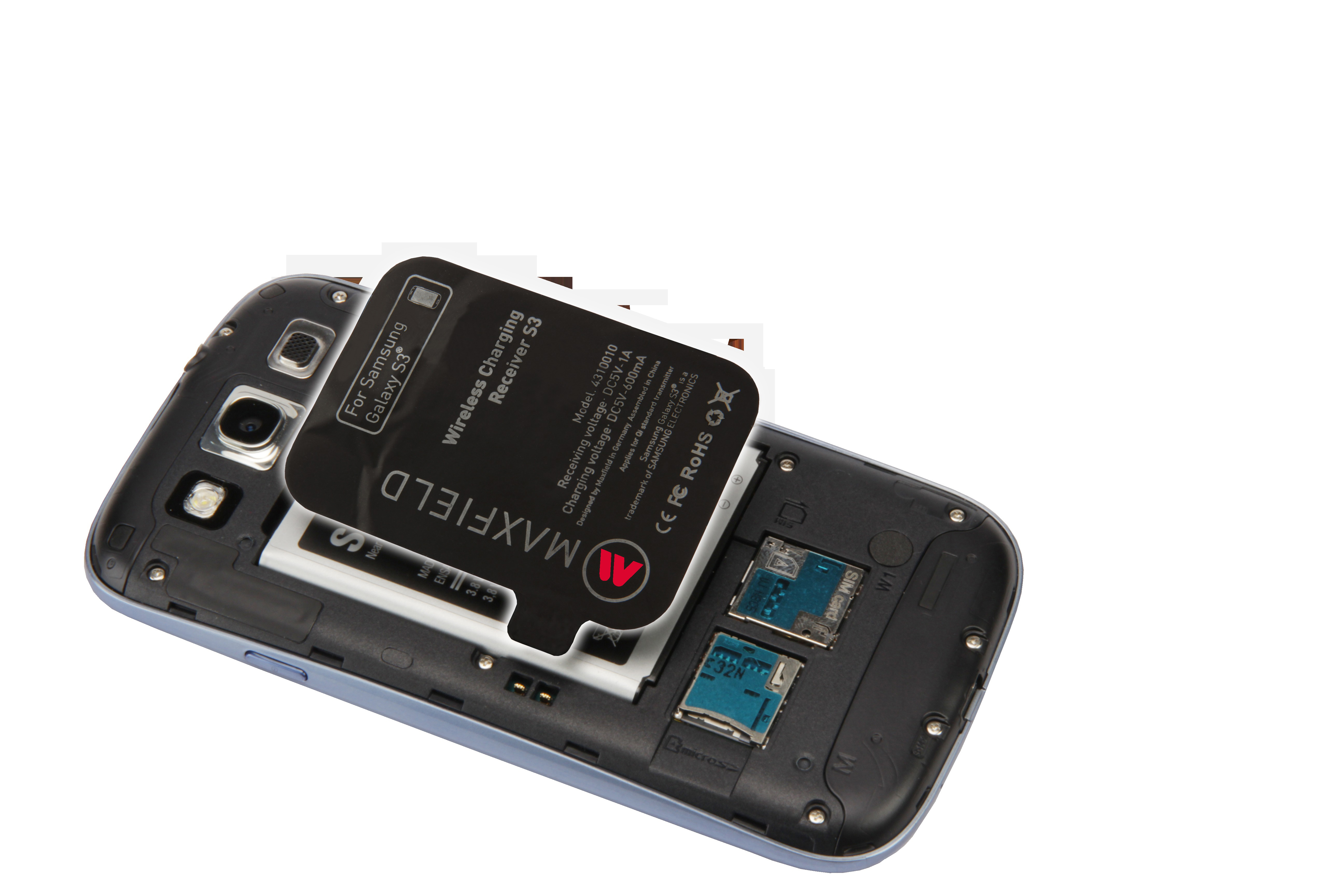 MAXFIELD Wireless Charging Receiver, Samsung, Galaxy S3, Schwarz