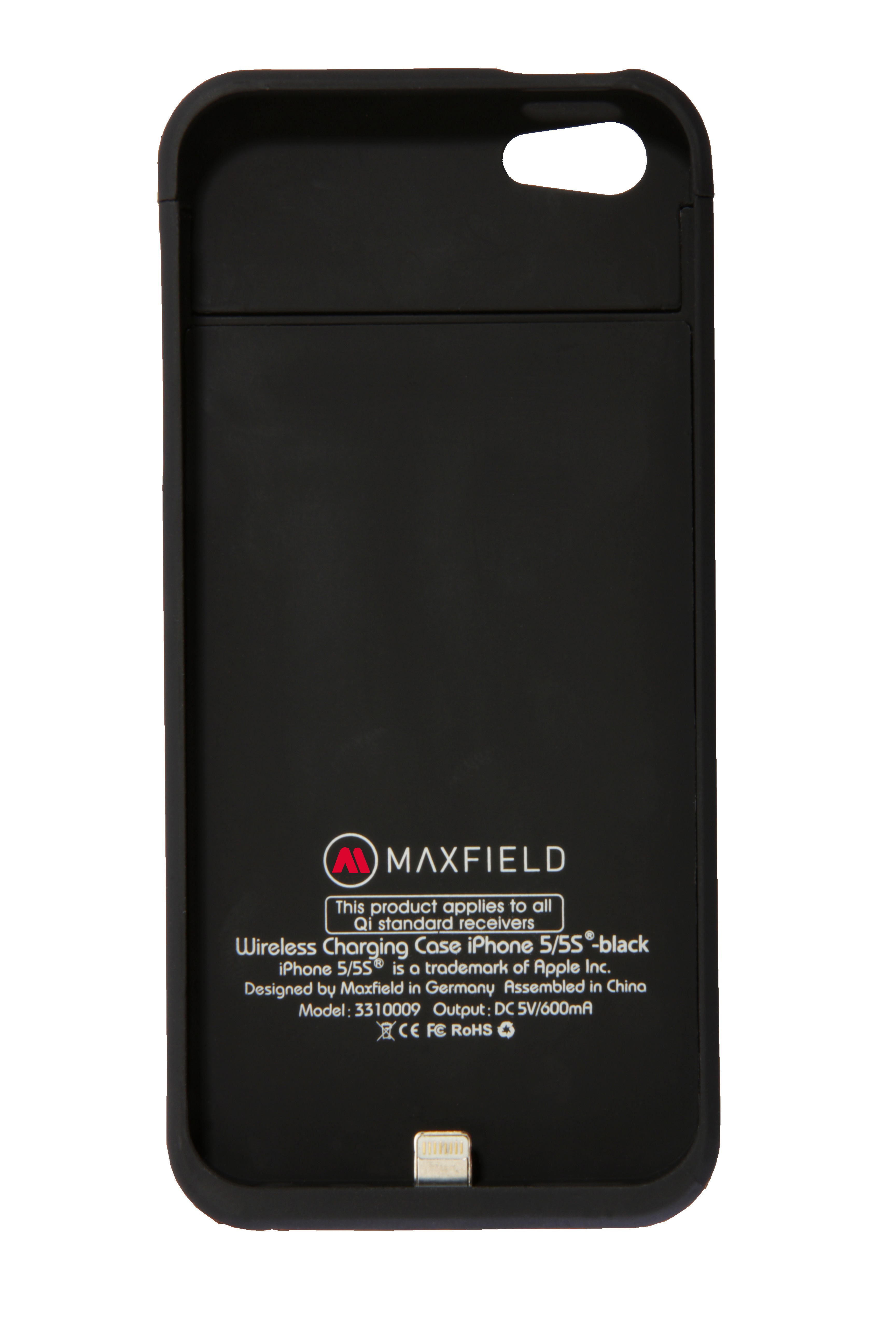 MAXFIELD Wireless Charging Case, Backcover, Apple, iPhone 5, iPhone 5s, Schwarz