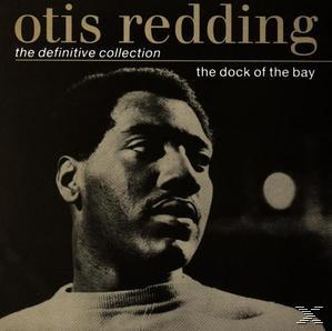 Monochrome Albumcover von Otis Redding mit ernstem Gesichtsausdruck. Der Titel ist 'The Definitive Collection' und 'The Dock of the Bay'.