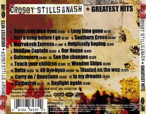 Crosby, Stills & Nash Greatest Hits Album-Rückseite mit Songtiteln und Credits.