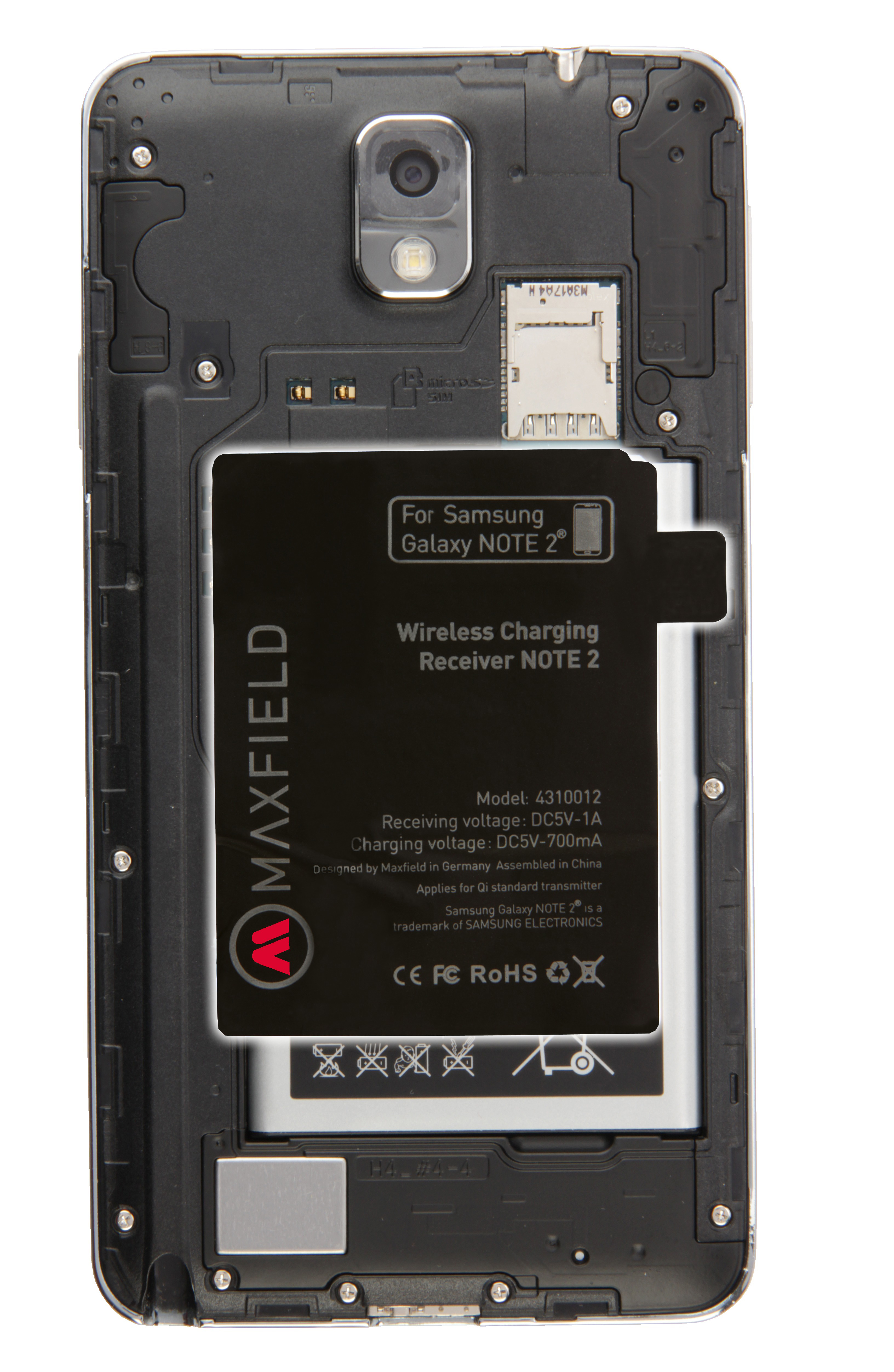 MAXFIELD Wireless Charging, Note 2, Schwarz Samsung, Galaxy