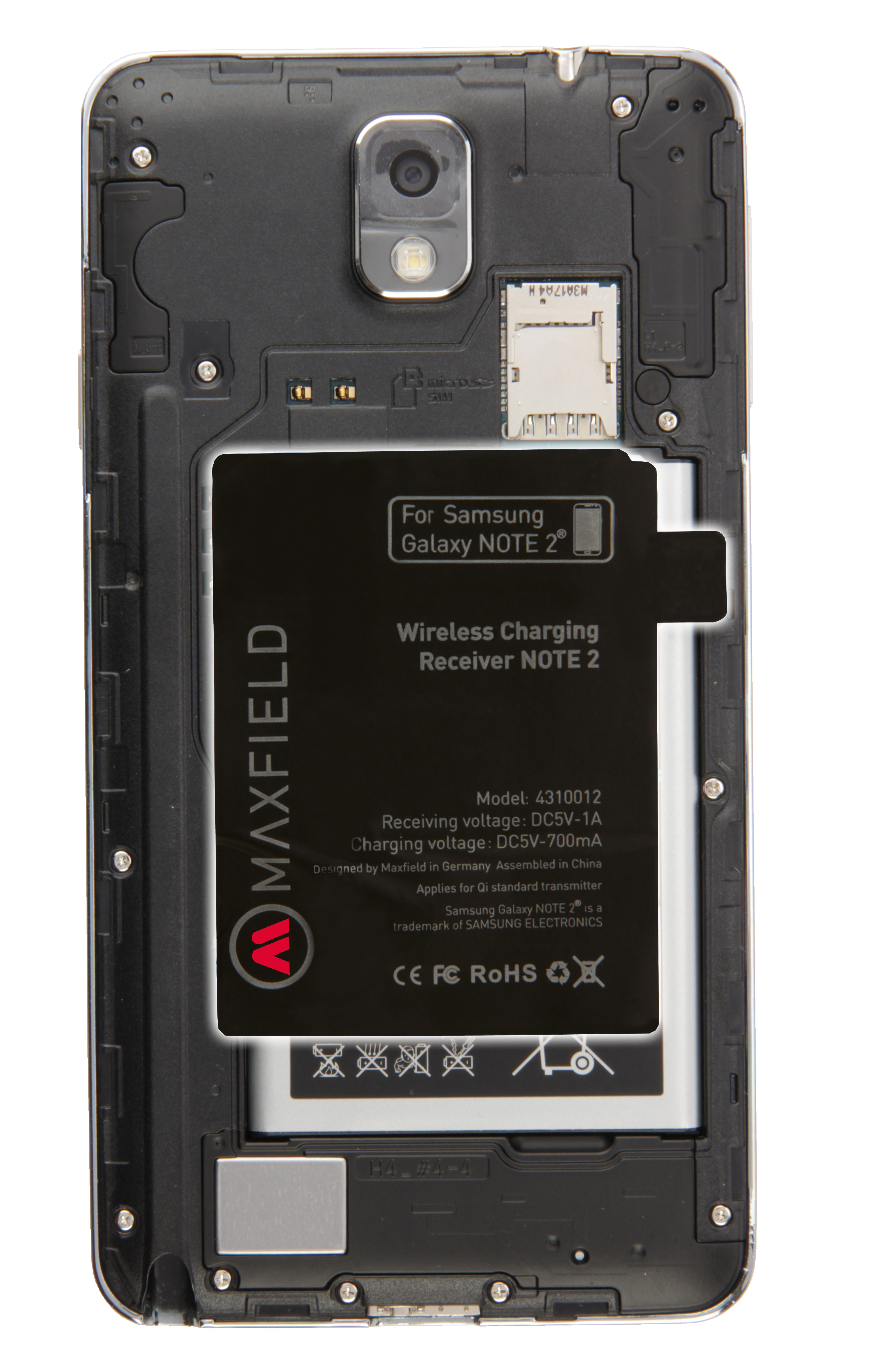 MAXFIELD Wireless Charging, Samsung, Galaxy Note 2, Schwarz