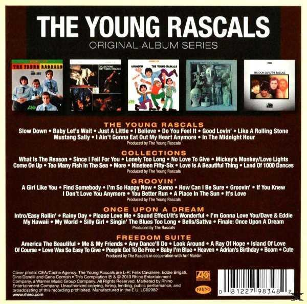 The Young Rascals Albumcover, Rückseite der CD. Enthält Albumnamen und Titellisten.