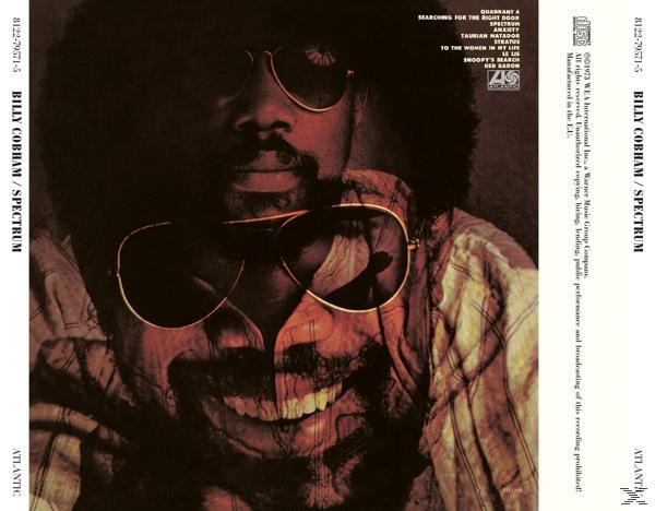 Albumcover: Billy Cobham, Spectrum. Nahaufnahme eines schwarzen Mannes mit Sonnenbrille.