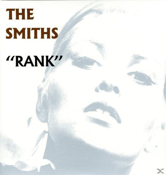 The Smiths-Albumcover. Nahaufnahme eines Frauengesichts. Titel: Rank. Schwarz und Weiß. Schatten und Licht.