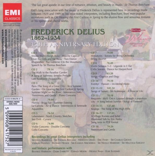 Albumcover mit Text. Frederick Delius 150th Anniversary Edition. Schwarz und weiß.