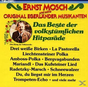 Albumcover. Gelber Hintergrund. Das Beste der volkstümlichen Hitparade. Mann mit Schnurrbart im Kreis.