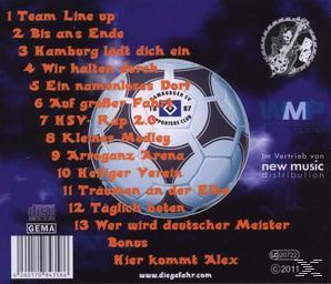 Albumcover mit Fußball und Songliste. Der Hintergrund ist eine Mischung aus dunklen Farben.