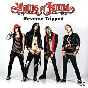 Albumcover: Wains of Jenna, Reverse Tripped. Vier Bandmitglieder in schwarzer Kleidung stehen auf weißem Hintergrund.