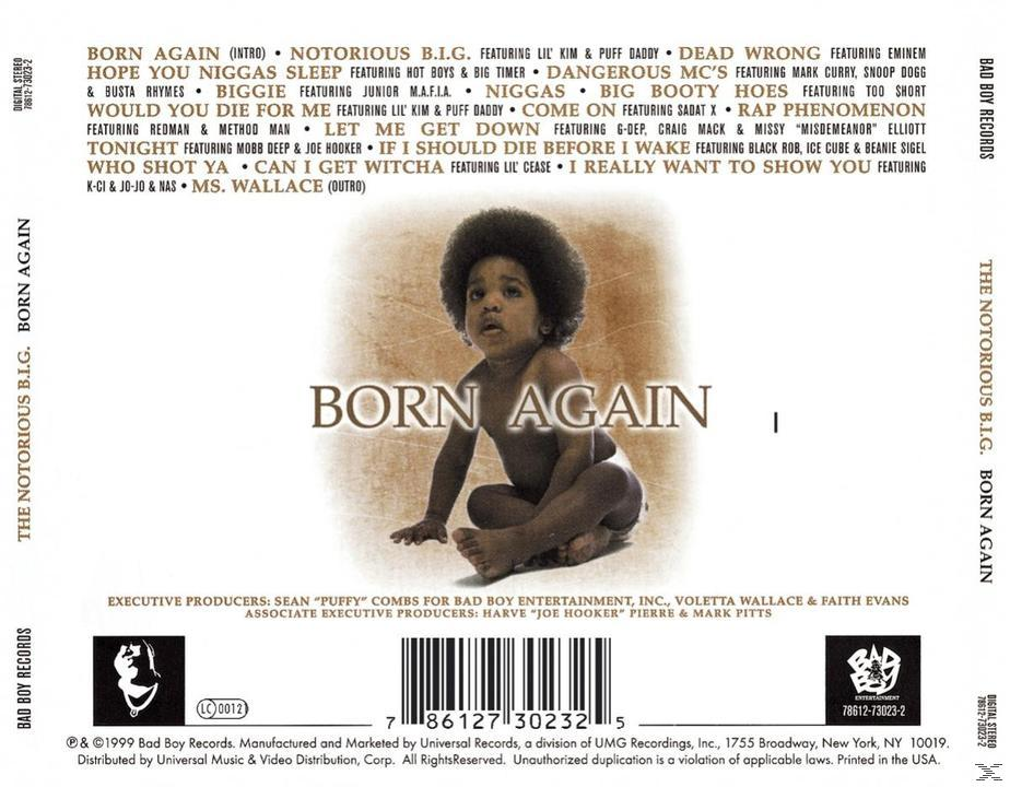 Albumcover eines Babys, The Notorious B.I.G, mit Songtiteln und Text.