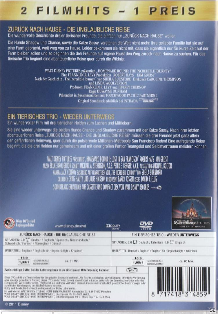 Rückseite einer DVD-Hülle, Titel: 'Homeward Bound: The Incredible Journey'.