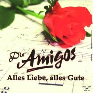 Albumcover. Rote Rose auf Noten. Text: Die Amigos, Alles Liebe, alles Gute.