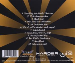 CD-Cover mit goldenem Sonnenstrahlendesign, schwarzem Text und einer Liste von Titeln auf Deutsch. Enthält Logo und Barcode.