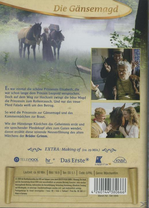DVD-Cover über eine Prinzessin mit Pferden und Text auf Deutsch.