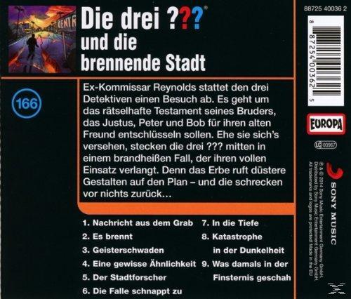 Rückseite einer CD-Hülle mit deutschem Text. Zeigt eine Stadtsilhouette und eine Person beim Gehen.