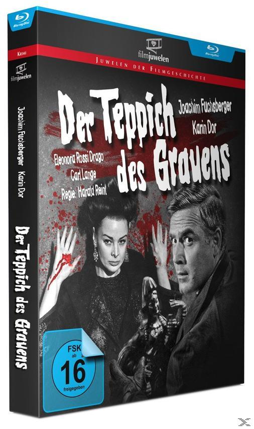 DVD-Boxset von "Der Teppich des Grauens" mit Frau und Mann sowie Blutflecken, Horror-Thema.