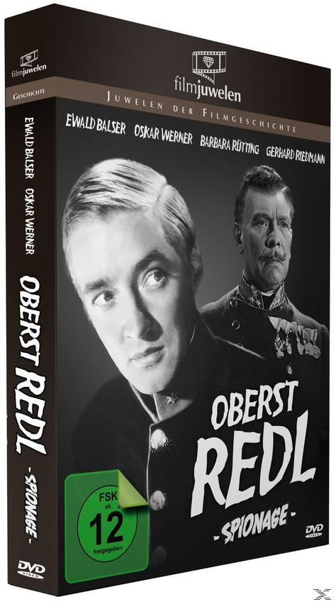 Ein DVD-Cover mit einem Schwarz-Weiß-Bild eines Mannes. Der Titel 'Oberst Redl' steht auf dem Cover.