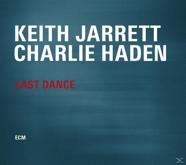 Albumcover: 'Keith Jarrett, Charlie Haden - Last Dance'. Text auf türkisfarbenem Farbverlaufshintergrund.