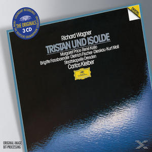 Albumcover mit dem Namen Richard Wagners. Titel: Tristan und Isolde. Blauer und schwarzer Hintergrund.