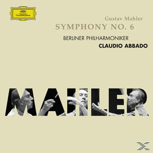 Albumcover für Mahlers Symphonie Nr. 6. Enthält ein Foto von Claudio Abbado.