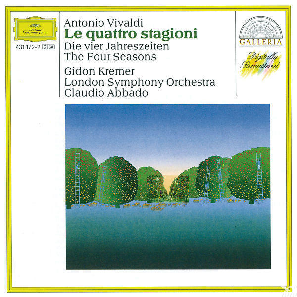 Albumcover, Bäume und Leitern. Titel: Antonio Vivaldi Le quattro stagioni.