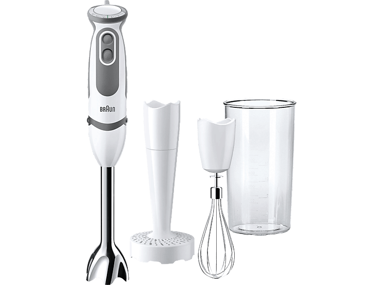 Batidora de mano - Braun MINIPIMER MQ 5007 WH PUREE Potencia 750W, Accesorio pasapures, Cuchillas