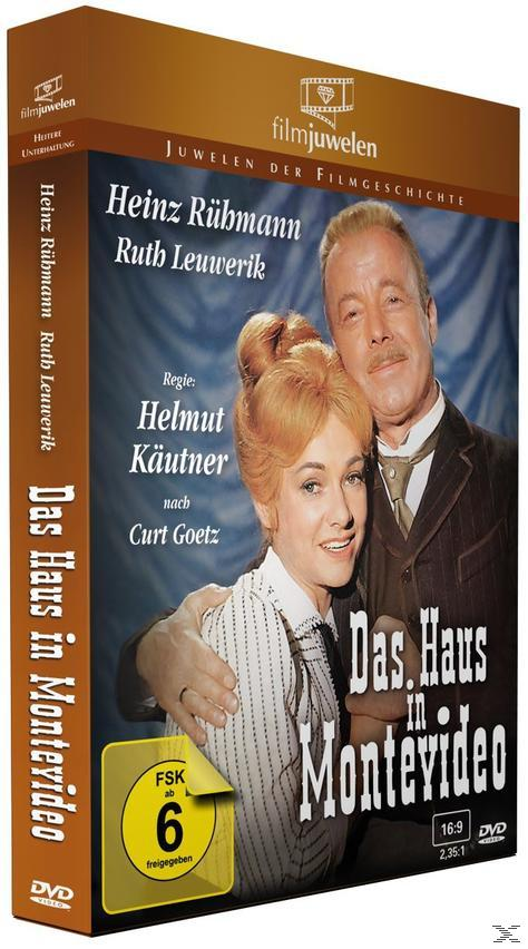 DVD-Cover: Zwei lächelnde Personen. Text auf Deutsch: 'Das Haus in Montevideo'. Brauner Hintergrund.