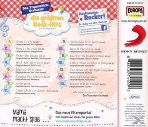 CD-Rückseite: Songtitel und Text mit Cartoon-Design in Rot und Weiß.