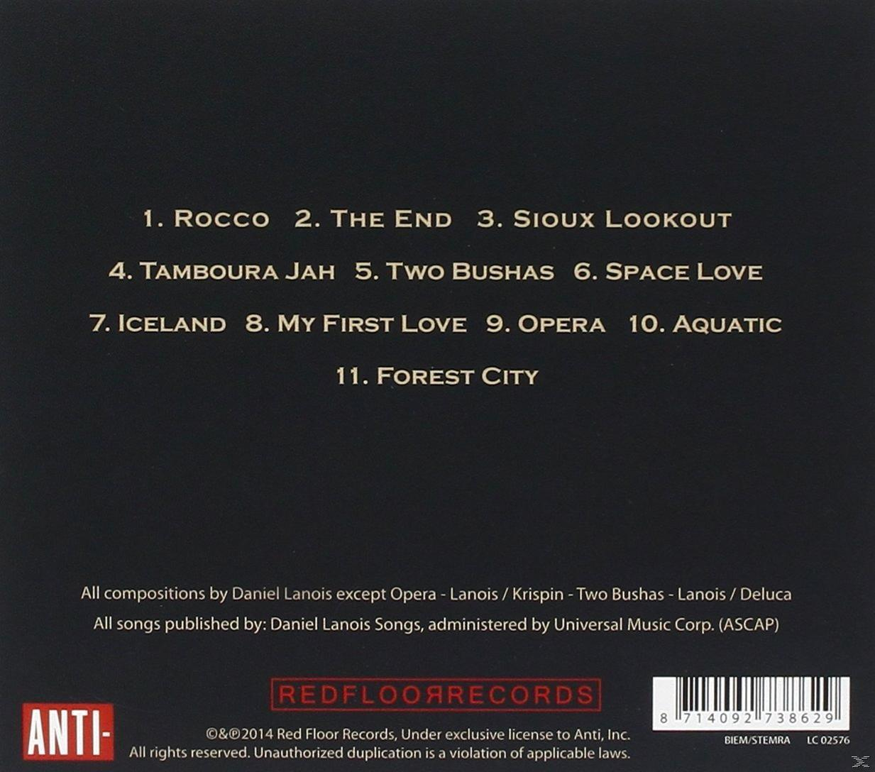 Albumcover mit Songtiteln und schwarzem Hintergrund.