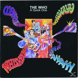 The Who-Albumcover: Cartoon-Bandmitglieder mit Noten und verschiedenem Text drumherum.