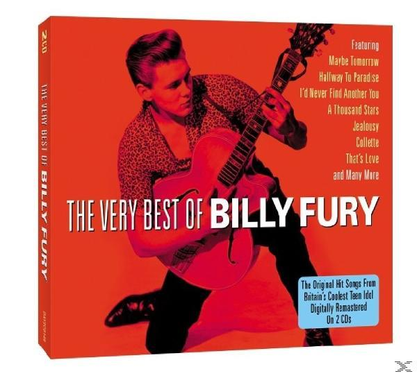 CD borító, The Very Best of Billy Fury, egy férfival gitárral egy piros dobozban.