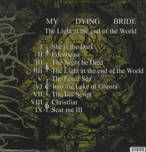 Album borító sötét, texturált háttérrel és dallaszlistával. A zenekar a My Dying Bride.