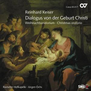 CD-Cover mit religiösem Gemälde und Text über Reinhard Keisers Weihnachtsoratorium.