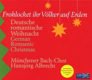Albumcover: 'Deutsche romantische Weihnacht' mit Text und Sternen auf rotem Hintergrund.