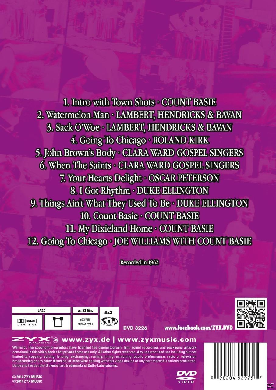DVD-Cover mit einer Liste von Songs und einem lila Hintergrund.