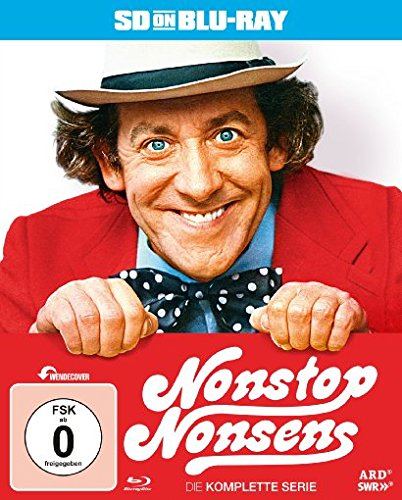 DVD-Cover: Ein lächelnder Mann mit Hut, mit den Worten 'Nonstop Nonsens' auf rotem und blauem Hintergrund.