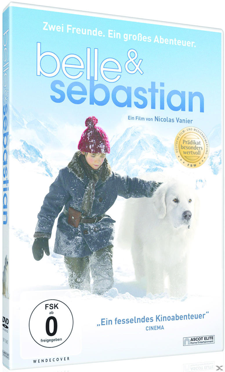 Ein DVD-Cover. Ein Junge mit Hut und ein weißer Hund im Schnee.