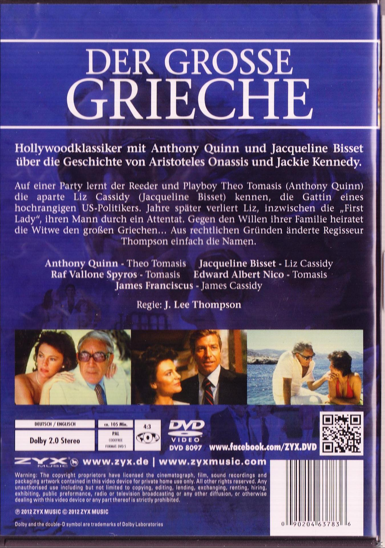 DVD-Cover mit Text auf Deutsch, Bilder von Personen. Text: Der Grieche.